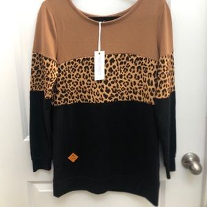 Simply Southern Leopard/black/tan Long Sleeve top